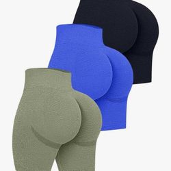 OQQ Women's High Waist Workout Shorts Butt Lifting Tummy Control Ruched Booty Smile Yoga Short Pants