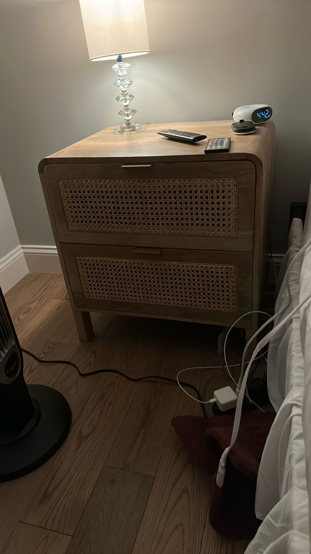 2 drawer boho woven nightstand