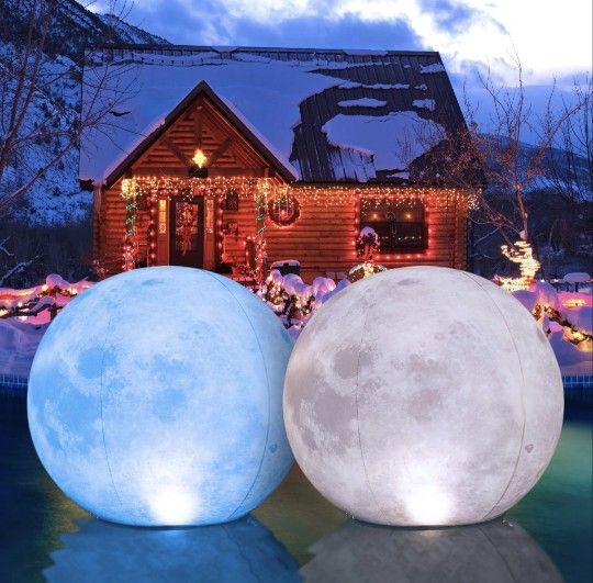 Brand New Full Moon Floating patio, garden, pool, hanging tree Lights – 14” Solar Lights That Float, Led Pool, patio, garden Light Glow Ball - Set of