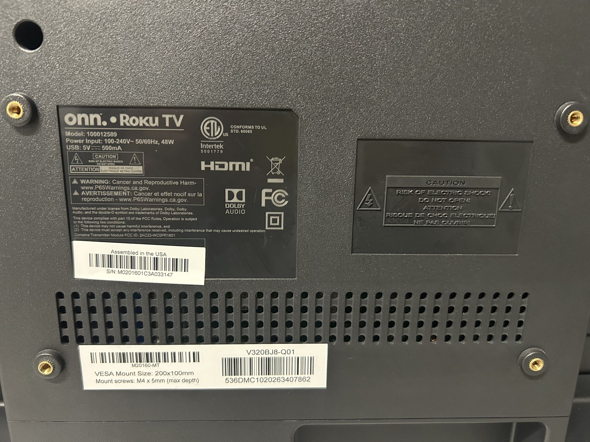 32in. Onn Roku Tv