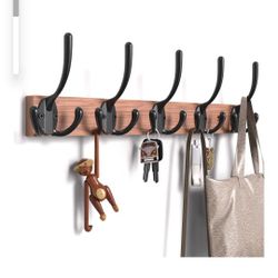 Coat Rack Wall Mount - Wall Hooks, Coat Rack Wall I ount, Hooks for Hanging, Coat Hooks Wall Mount with I ve Heavy Duty Tri Hooks for Bathroom