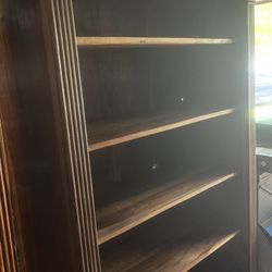 2 Solid Wooden, Rustic, Shelves With 1 Drawer