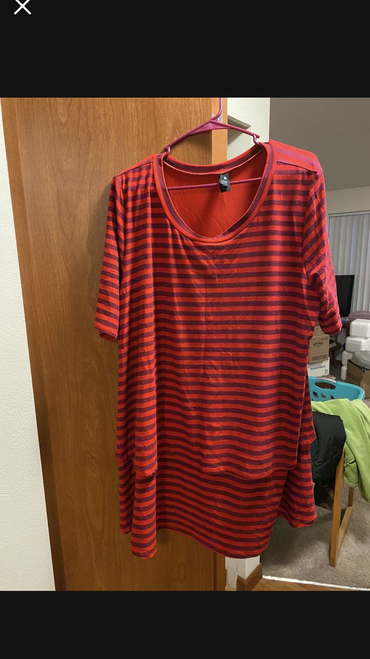 Agnes & Dora Short Sleeve Two-Tier Blouse / Dress 3XL