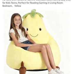 Bean Bag Chair for Kids, Toddler Reading Comfy Sofa with Washable Soft Faux Rabbit Plush Cover, Kids Eggplant Bean Bag Chair for Bedroom, Playroom Liv