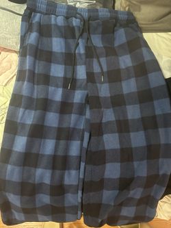 MANFINITY Blue Plaid Fleece Pants XL