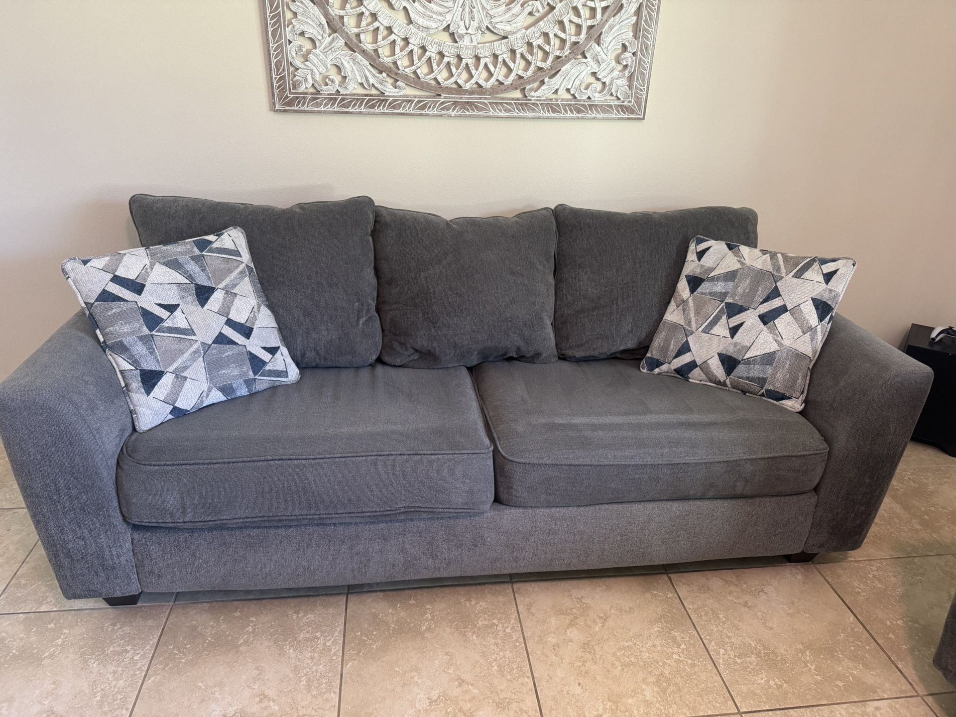 2 Grey Couches, One With Queen Size Sofa Bed