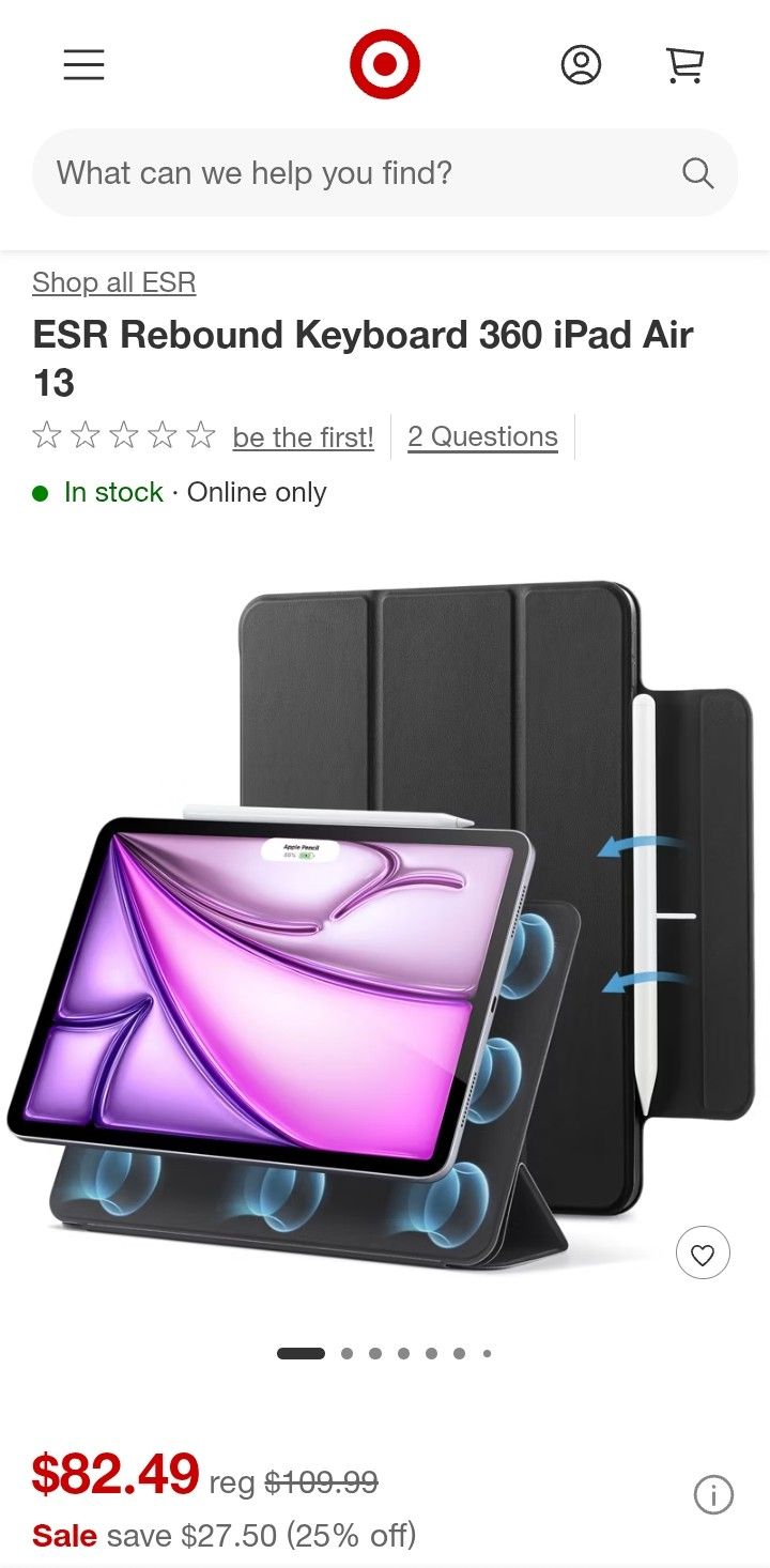 Esr Rebound 360 Magnetic Folio Case For Ipad Air 13"