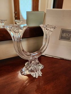 MIKASA CRYSTAL Harlow 2-Arm Candle Holder