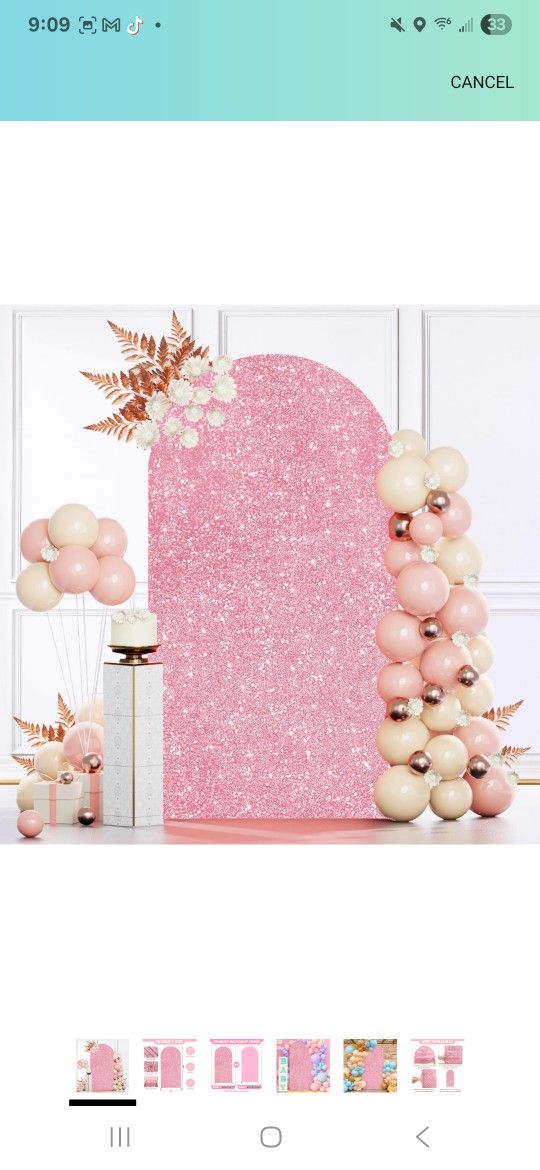 MODFUNS 7.2ft Arch Cover, Rose Gold Sequin Arch Cover, Wedding Arch Cover, Spandex Arch Cover, Glitter Arch Cover, Backdrop Fabric