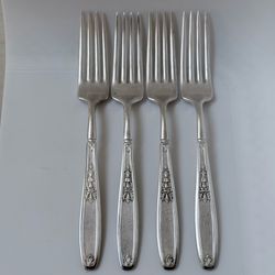 4pc 1847 Rogers Bros Ambassador Silverplate 1919 Dinner Forks 7 3/4” Solid Handl