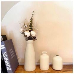 Beige Ceramic Decorative Flower Vase Set of 3,