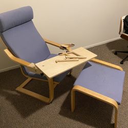 IKEA Poang Chair, Ottoman Stool, Lab Desk