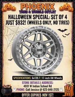🎃 No Tricks, Just Treats on New Wheels! 🚚 As the sun goes down, the deals heat up at Phoenix Tires & Wheels Outlet! Score an incredible set of 17x9