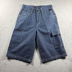 Vintage Fubu Blue Baggy Shorts Women’s 26 Boy’s 12 Carpenter Blue Denim Y2K #9F