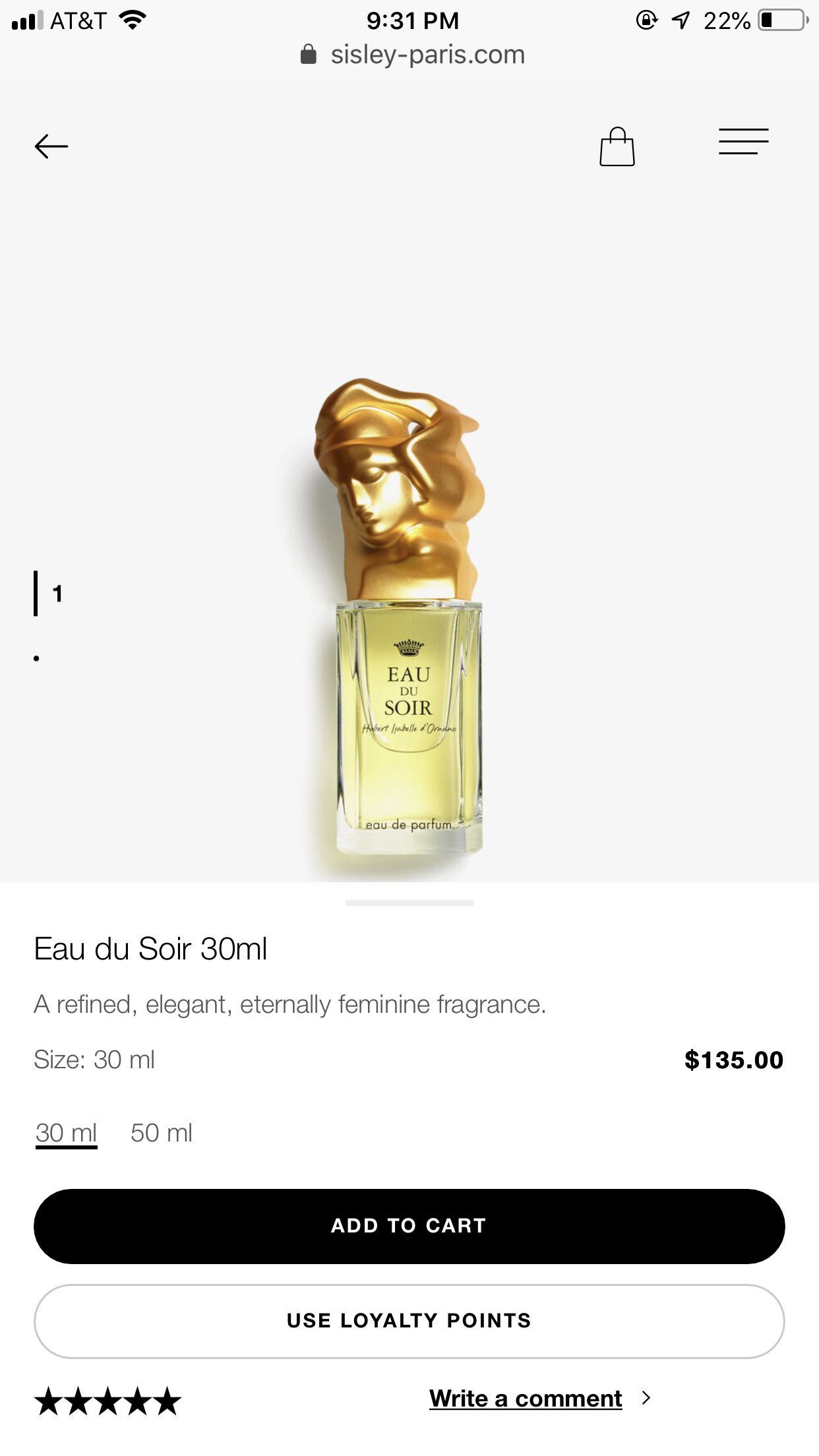 New Sisley Eau du Soir Perfum Spray 10ml