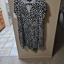 Black Dress With White And Yellow Flowers