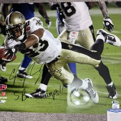 Pierre Thomas Saints Hand Signed Autographed 16x20 Photo - Beckett - Corner Ding