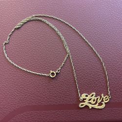 14 inch 14K Gold LOVE Necklace