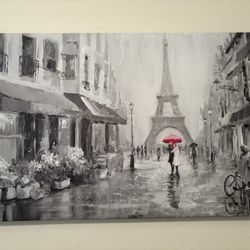 Paris Theme Wall Canvases And Eiffel Tower Wine Rack