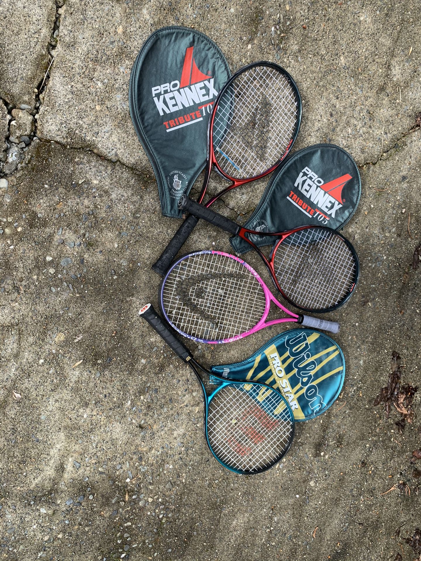 Tennis rackets.