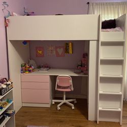 IKEA Twin Loft Bed With Desk And Storage Closet