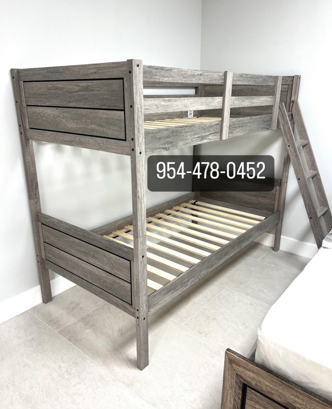 Grey Bunk Bed Twin Over Twin 