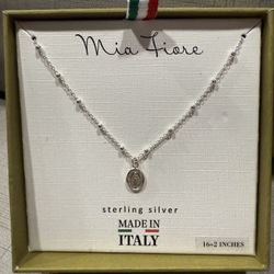 Mía Fiore Miraculous Medal Stearling Silver Necklace Made In Italy