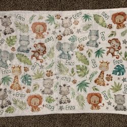 Personalized Custom Zoo Baby Blanket