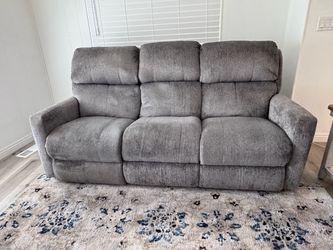 Grey Fabric Power Reclining Sofa