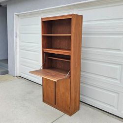 1960s Walnut Bookcase with Secretary Desk & Cabinet Mid Century