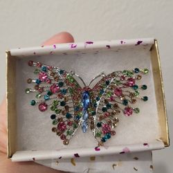 New, Aratta Rainbow Crystal Butterfly Brooch