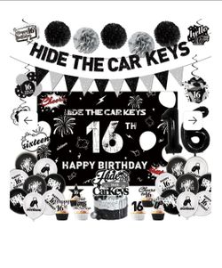 Hide the Car Keys 16th Birthday Party Decoration Set
