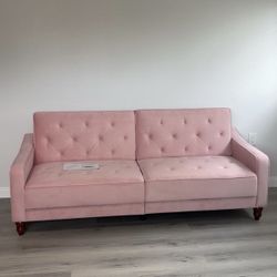 NEW Pink Velvet Futon