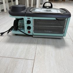 Nostalgia Toaster Oven 1500 W 4-Slice Blue Breakfast Station Coffee Toast Frying