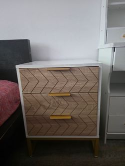 (2 set) 3-drawer nightstand / bedside table