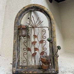 Vintage Hanging Wooden Arched frame With Mini Pots For Succulents 