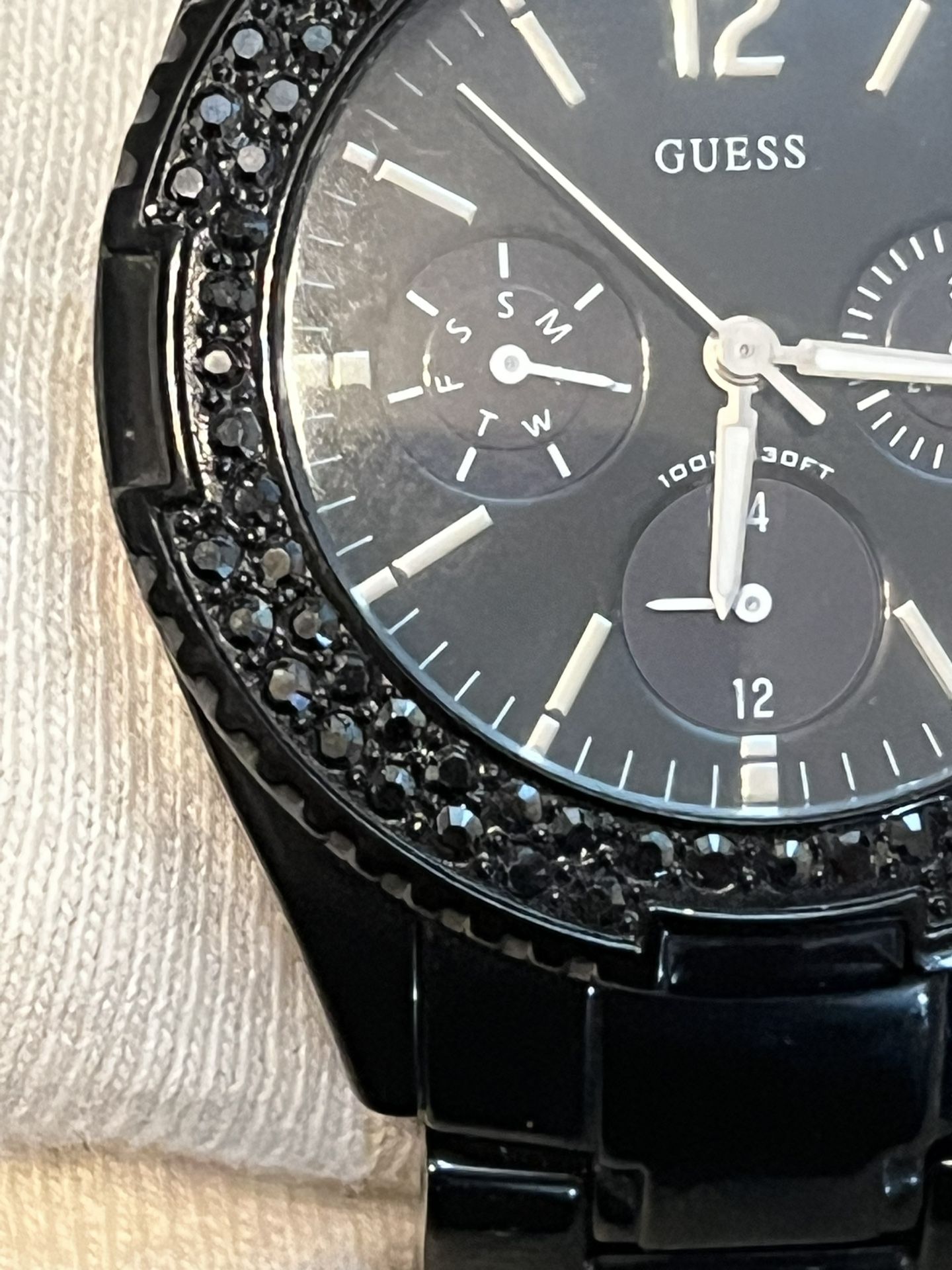Guess Black Ion-Plated Steel GMT Ladies Watch w/ Crystal  display picture 3