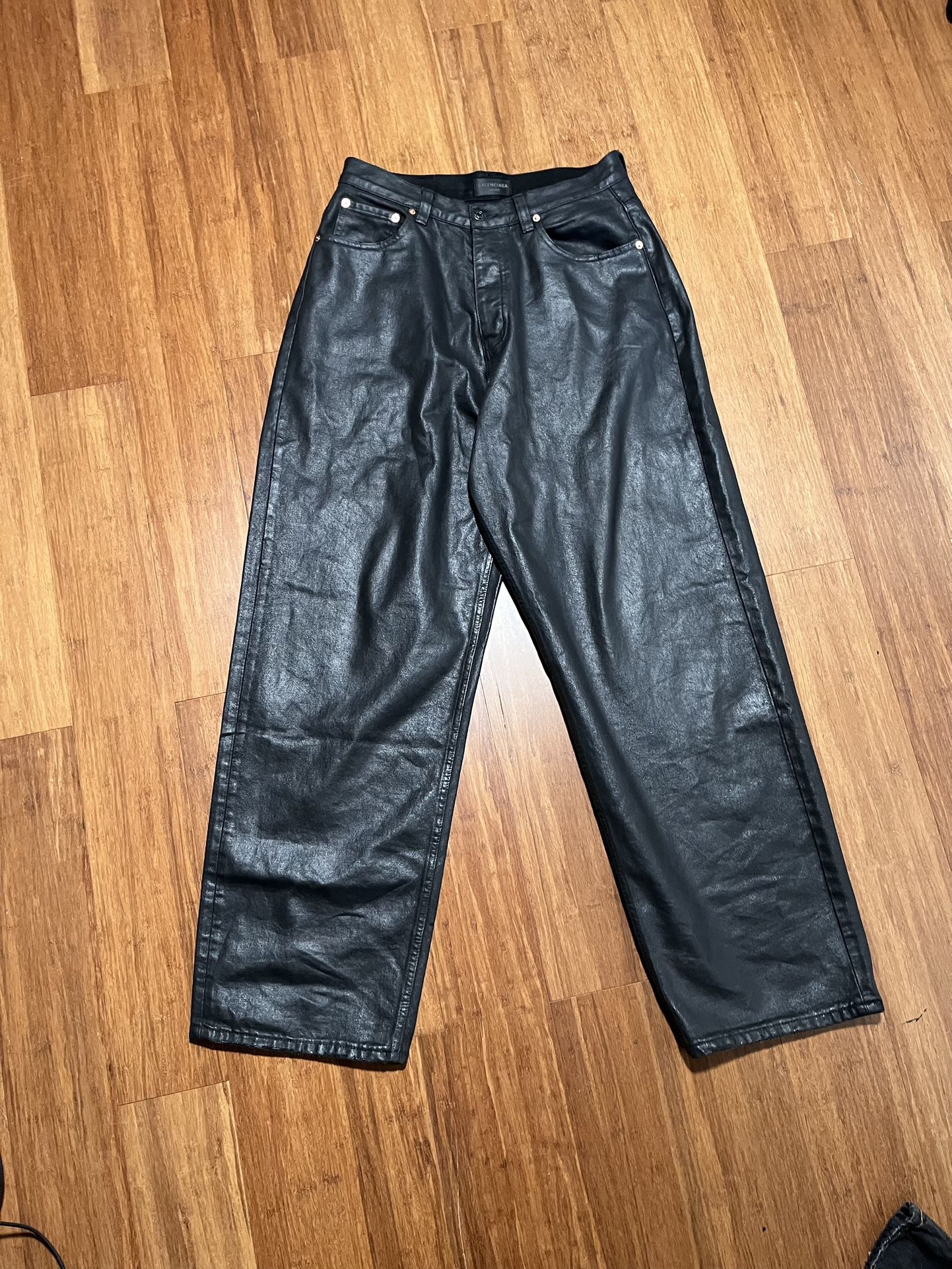 Balenciaga Black Waxed Denim Jeans