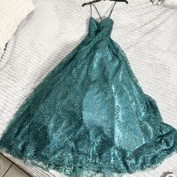 Blondie Nites size 1 Green Sparkly full puffy dress MSRP $259 