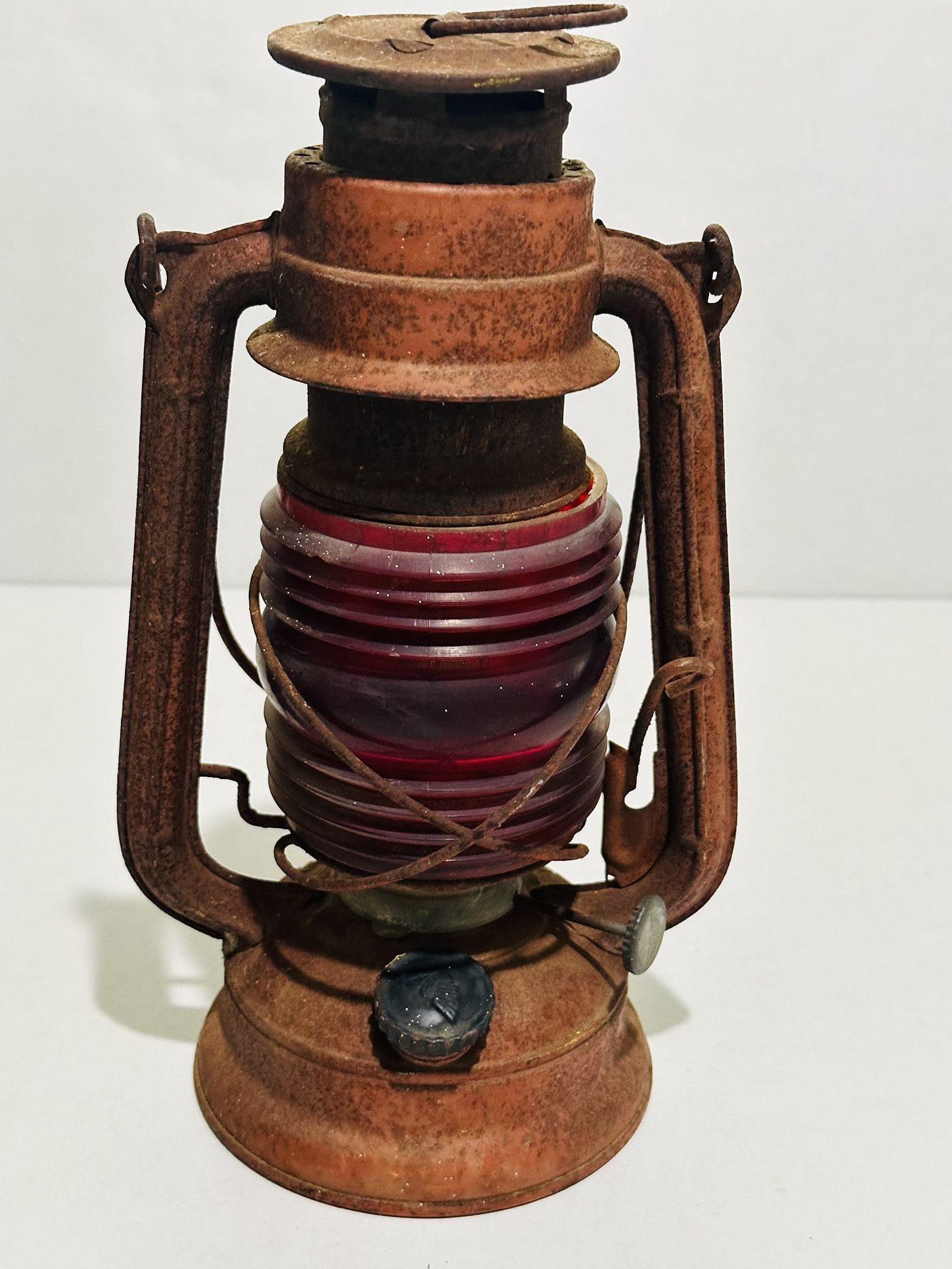 Vintage Wing Wheeled Made in Japan Lantern  Red Glass 
