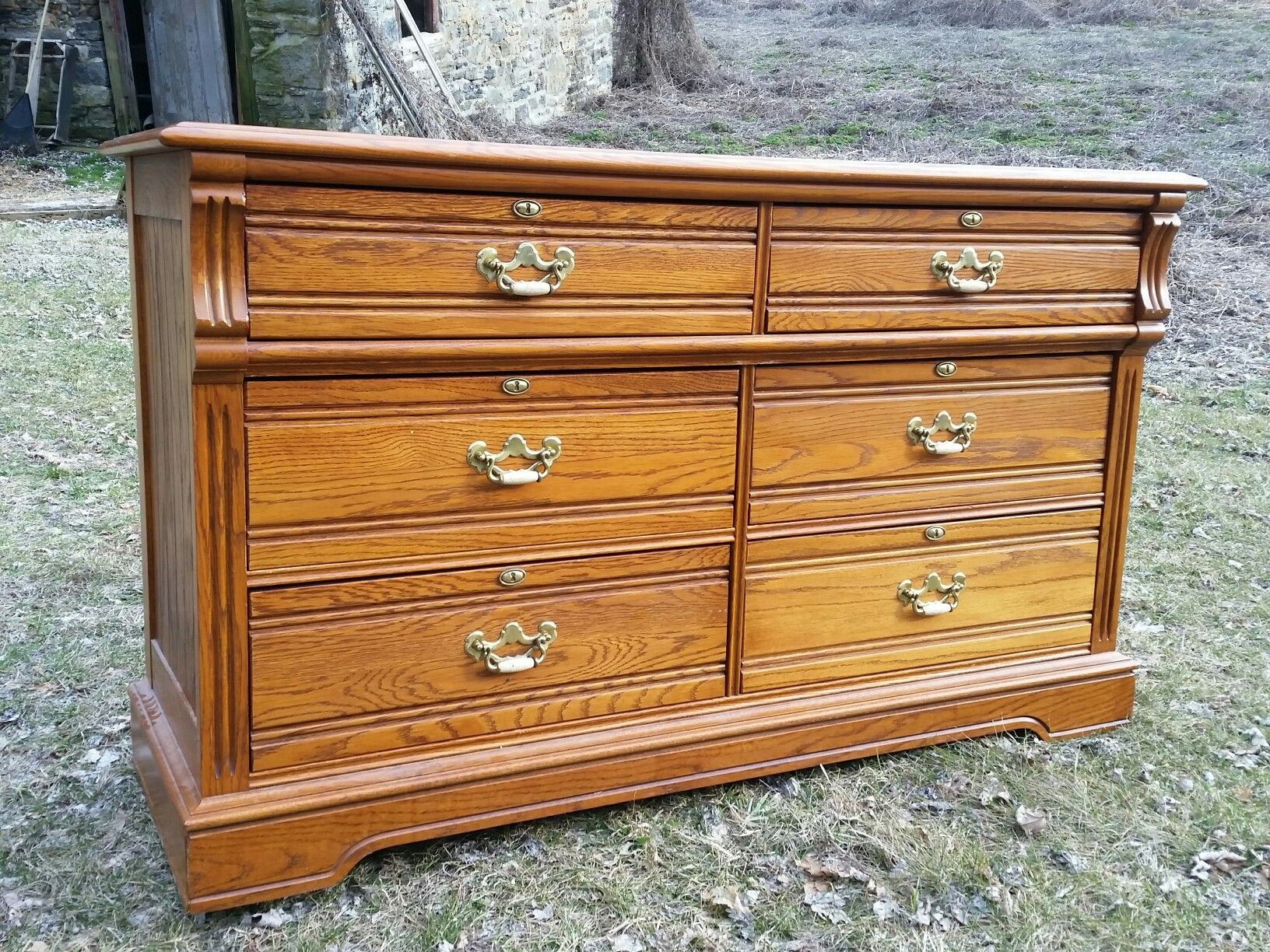 Oak double dresser by Lexington