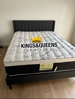 New Queen bed frame with mattress