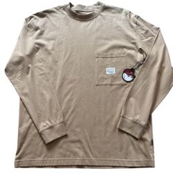 NWT MALBON GOLF & TACKLE Men's Long Sleeve T Shirt size S Beige Everyday
