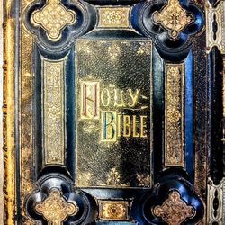 Rare Leather 1800s Family Holy Bible By Rev. Robert Jamieson, D.D. As Is