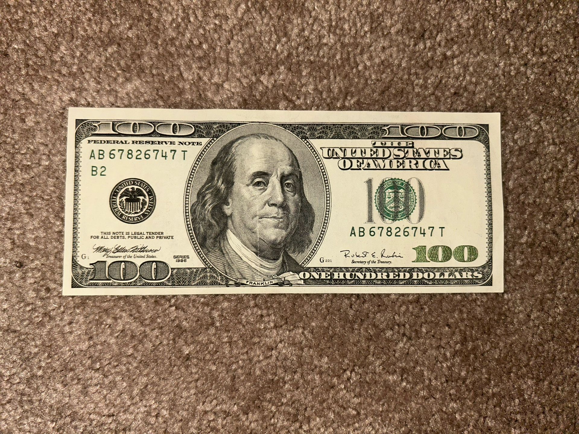 Crisp 1996 $100 Bill Never Used