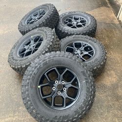 5 2024 Takeoffs Jeep Wrangler Gladiator 17” Black Factory OEM Wheel Rims Tires