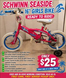 🚲 Schwinn Seaside 16" Girls Bike – Ready to Ride! 🌊