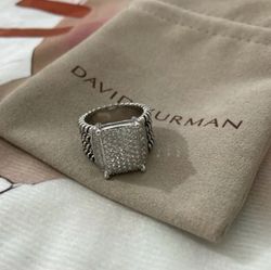 Sterling Silver Womens David Yurman Ring With Pave Diamonds