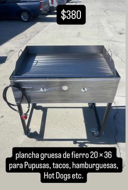 plancha gruesa de fierro 20 × 36 para Pupusas, tacos, hamburguesas, Hot Dogs etc.