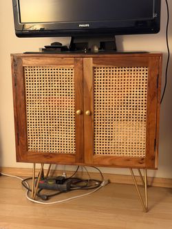 Wood Rattan Console